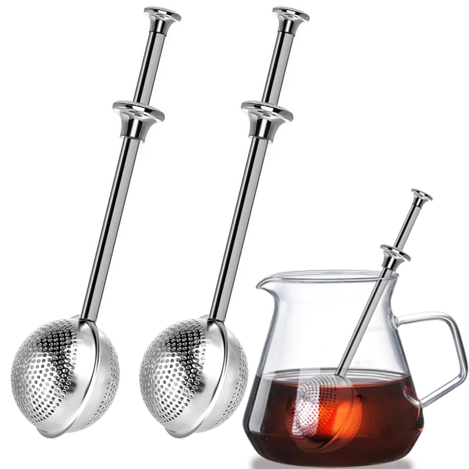 Paquete de 2 bolas de té, infusor de té para té de hojas sueltas, coladores de té para té suelto, colador de té de acero inoxidable, té de hojas sueltas, fácil de limpiar, colador de malla fina
