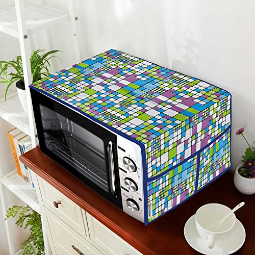 Image of PVC Waterproof 3-Layered Microwave Oven Top Cover With 4 Utility Pockets Suitable for Upto 30 Liter (Color- Blue, Size-36x14 Inches Inches)