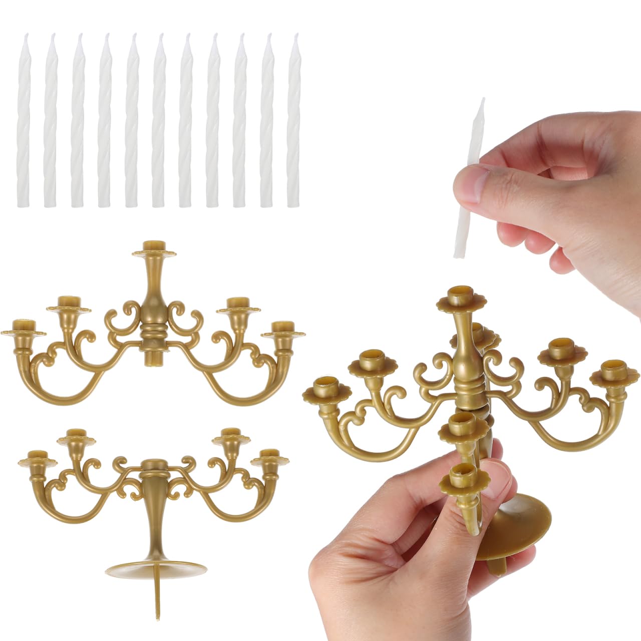 PartyKindom Creative Candlestick Cake Toppers 2Pcs Elegant Birthday Wedding Cake Decorations Food Picks for Party Festival Celebrations