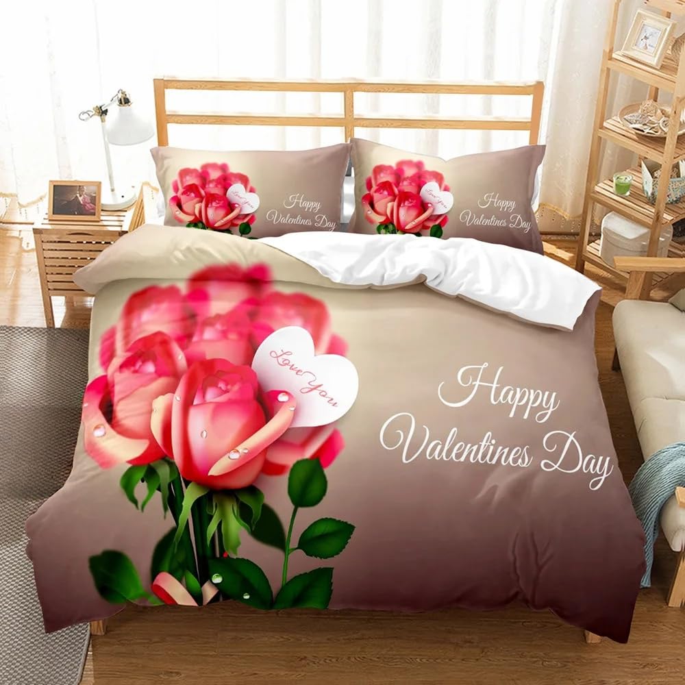 Housse de couette 140x200 motif roses et fermeture éclair pratique