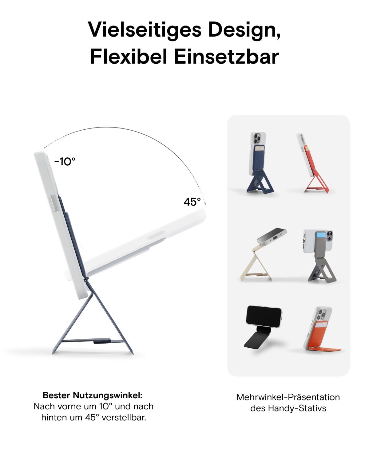 MOFT Kartenhalter & Handy Stativ Ständer, Kartenhalter Geldbörse mit Winkeleinstellung & Starken Magneten, Mini Selfie Stick Stativ für iPhone 17/16/15/14/13/12 Serie, Smartphone (Tiefes Schwarz)