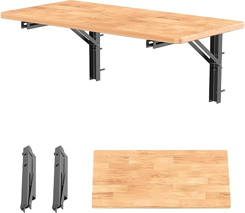 WALMANN Wall Mounted Folding Workbench, Heavy Duty Folding Wall Table/Desk | Space Saving Wall Collapsible Table for Garage, Workshop, Holds Up to 150 lbs, Size: 31.5 x 15.75 inch