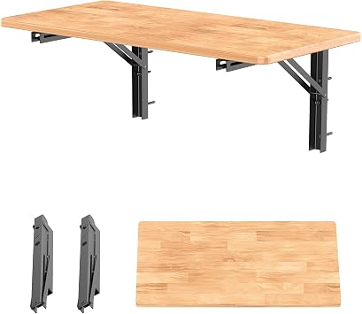WALMANN Wall Mounted Folding Workbench, Heavy Duty Folding Wall Table/Desk | Space Saving Wall Collapsible Table for Garage, Workshop, Holds Up to 150 lbs, Size 31.5 x 15.75 inch