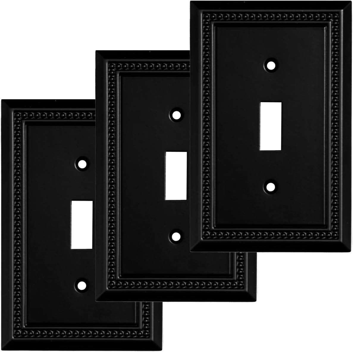 Harmon Designs Sunken Pearls Switch Plate/Wall Plate/Outlet Cover (Single Duplex 3PK, Matte Black) - - 