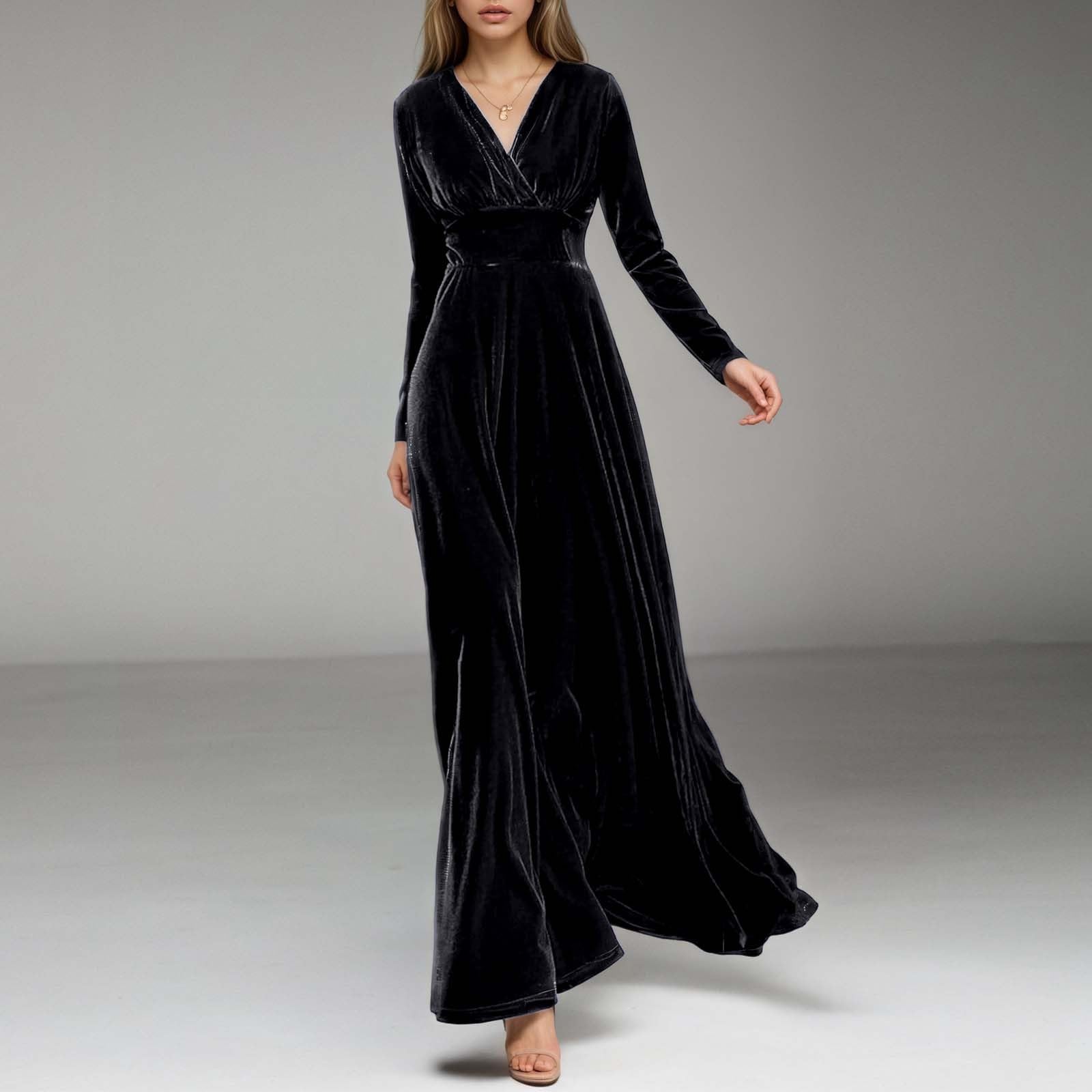 Vestidos de noche largos y elegantes para bodas, vestidos de noche, vestidos festivos, cuello en V, línea A, gasa, vestido de fiesta, sexy, A1