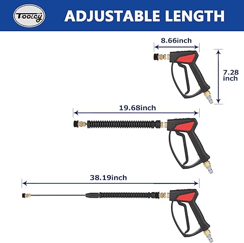 Miniatura 5 de TOOLCY Kit de manguera y pistola para lavadora a presión, manguera de lavado a presión de 3300 psi, manguera de lavado a presión de 25 pies 14