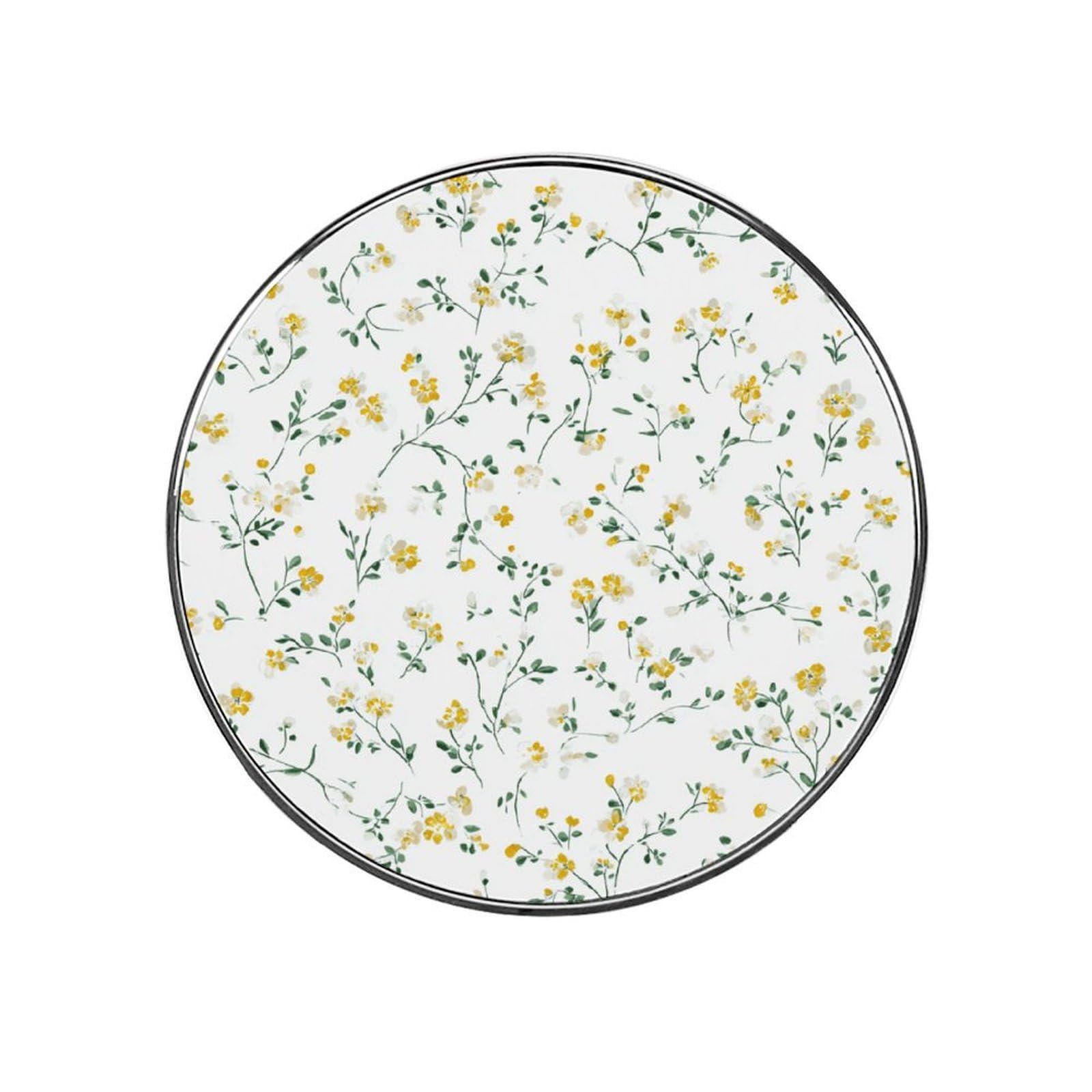 Tiny Dainty Pale Yellow And Green Floral Fridge Magnets DIY Art Round Magnetic Refrigerator Sticker for Home Kitchen Car Garage Decor