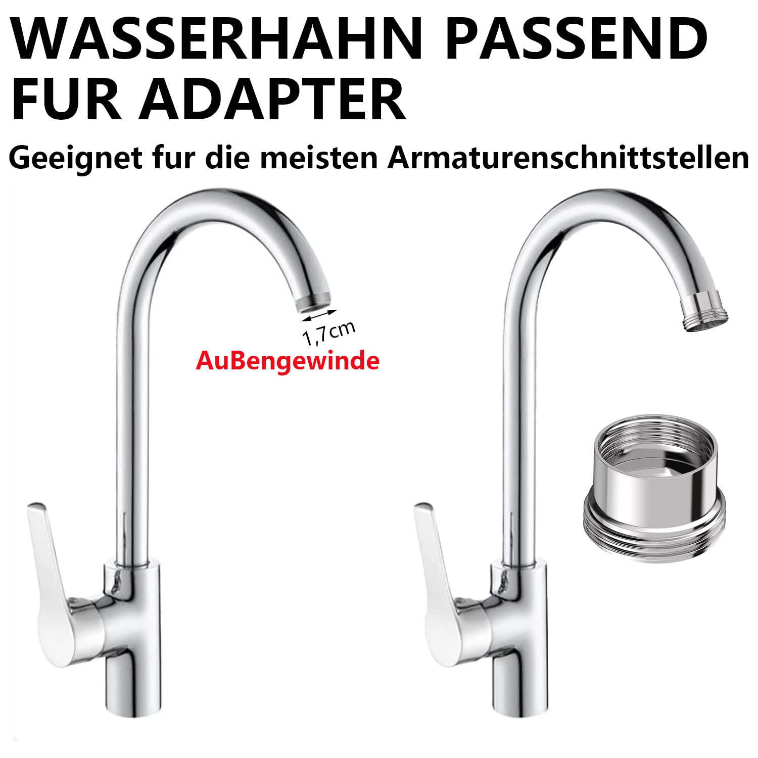 Adapter do kranu M18 na M22, adapter do kranu, adapter do kranu, adapter gwintowany do kranu, adapter do armatury zlewozmywakowej do podłączenia węża ogrodowego, z gumową uszczelką
