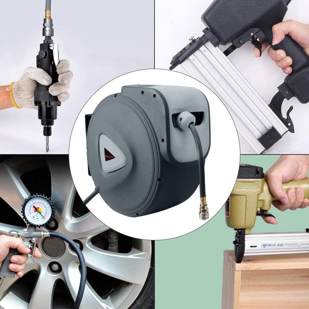 Avvolgitubo Automatico Per Aria Compressa 30 Metri - Con Supporto A Parete E Attacco Rapido 1/4 - Foto 2