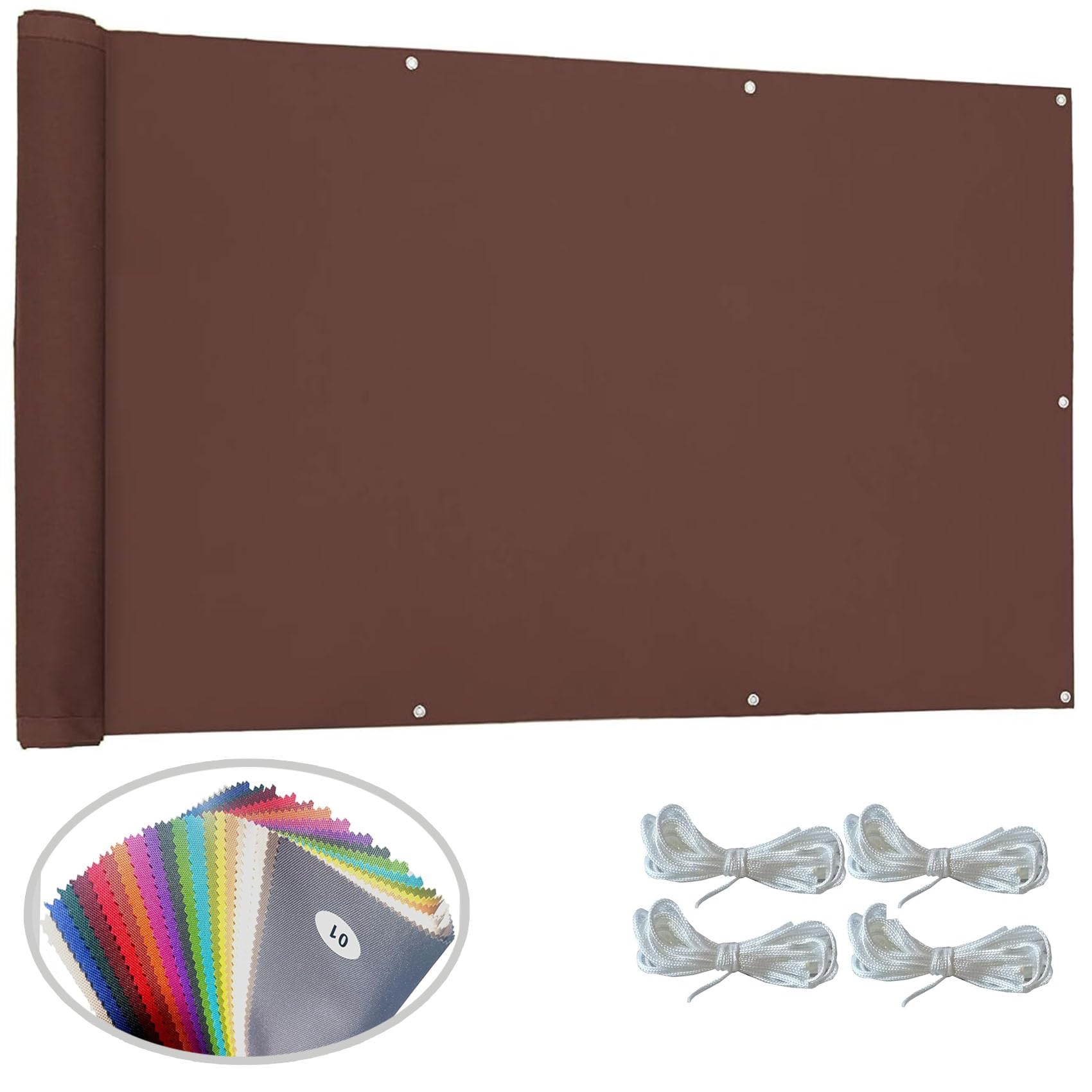 Bâche d'ombrage 2,5x10m filet anti chaleur marron avec oeillets pour pergola