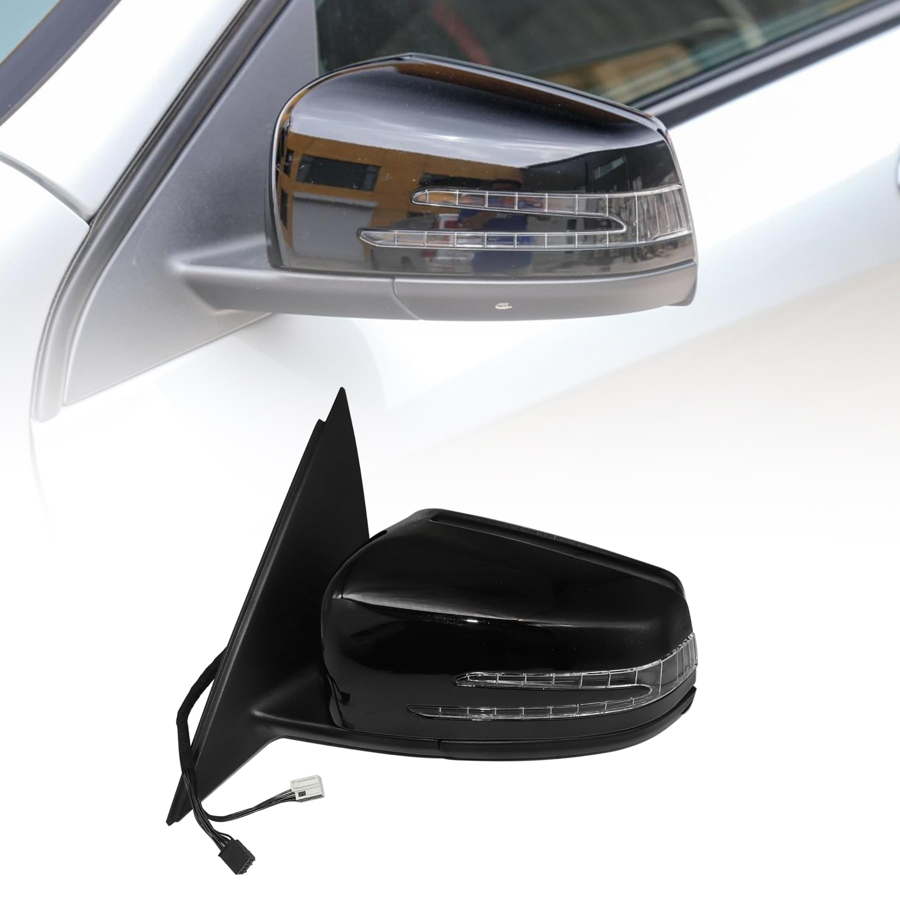 XQSMWF Driver Left Side Mirror Assembly 2048103176 Compatible with Mercedes-Benz W204 C250 C300 C350 C63 AMG 2010-2014 Power Heated Turn Signal Auto Dimming Black Complete Assembly