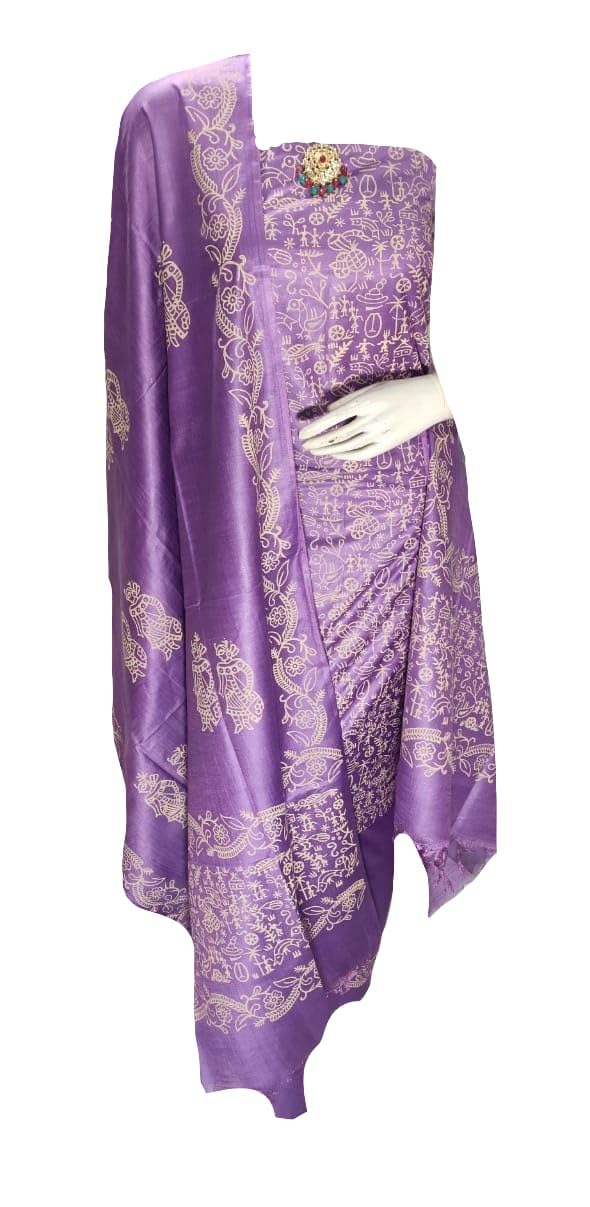 Women Katan Slub Unstitched Khari Block Print Suit Set for Women with Dupatta | Salwar Suit Dress Material for Women & Girls | Top - 2.5 M, Bottom - 2.5 M & Dupatta - 2.5 M |.-image-26