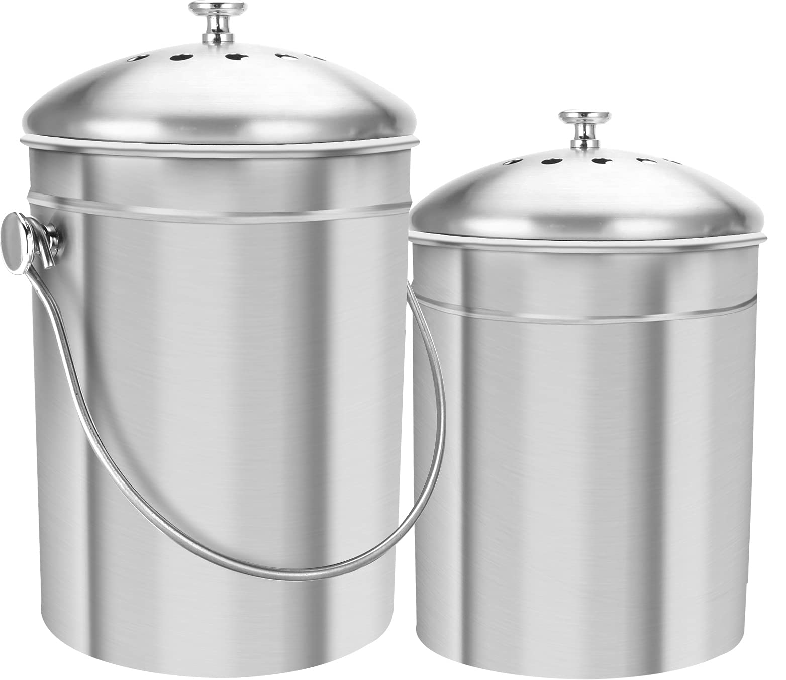 Utopia Kitchen Set of 2 Stainless Steel Compost Bins for Kitchen