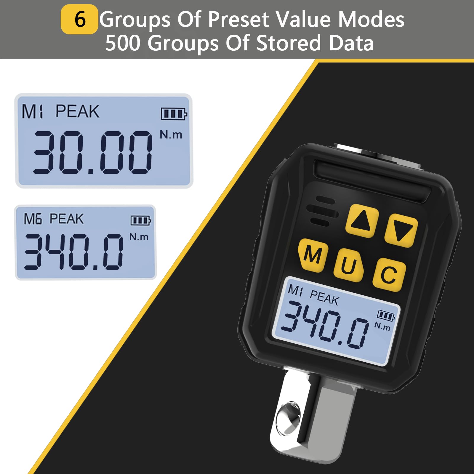 Set Chiave Dinamometrica Digitale - 3 Adattatori 1/2, 1/4, 3/8 - Precisione &plusmn;2% Per Auto, Bici, Moto