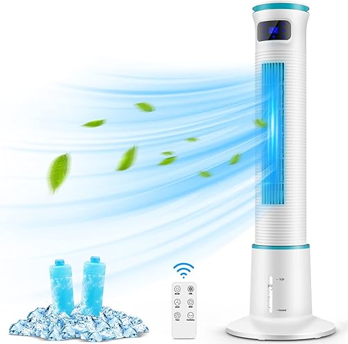 COMFYHOME - Enfriador de aire evaporativo portátil 3 en 1, ventilador de enfriamiento de 4 modos, control remoto de 20 pies y temporizador de 15