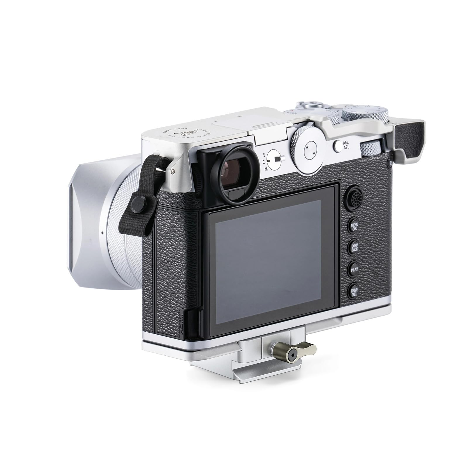 Tilta GFX100RF Cage, gabbia per fotocamera vintage compatibile con il kit da viaggio GFX100RF con piastra Hot Shoe, Adattatore ARCA e base di montaggio con impugnatura in legno - Argento TA-T81-B-S