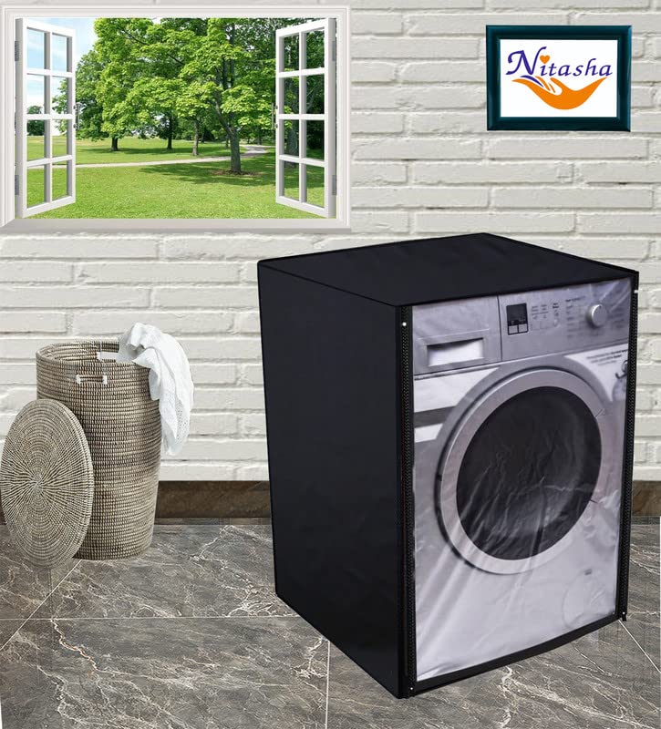 Image of Nitasha Front load Waterproof Washing machine cover Compatible for Bosch 9 Kg WAT28661IN | & Dustproof | Black Color