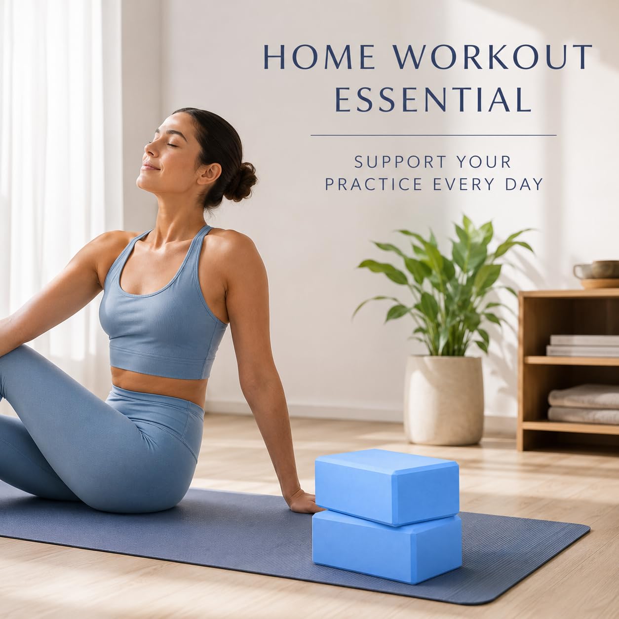 2 Pack Yoga Blocks, Exercise Support Bricks for Yoga, Pilates, Meditation, Stret