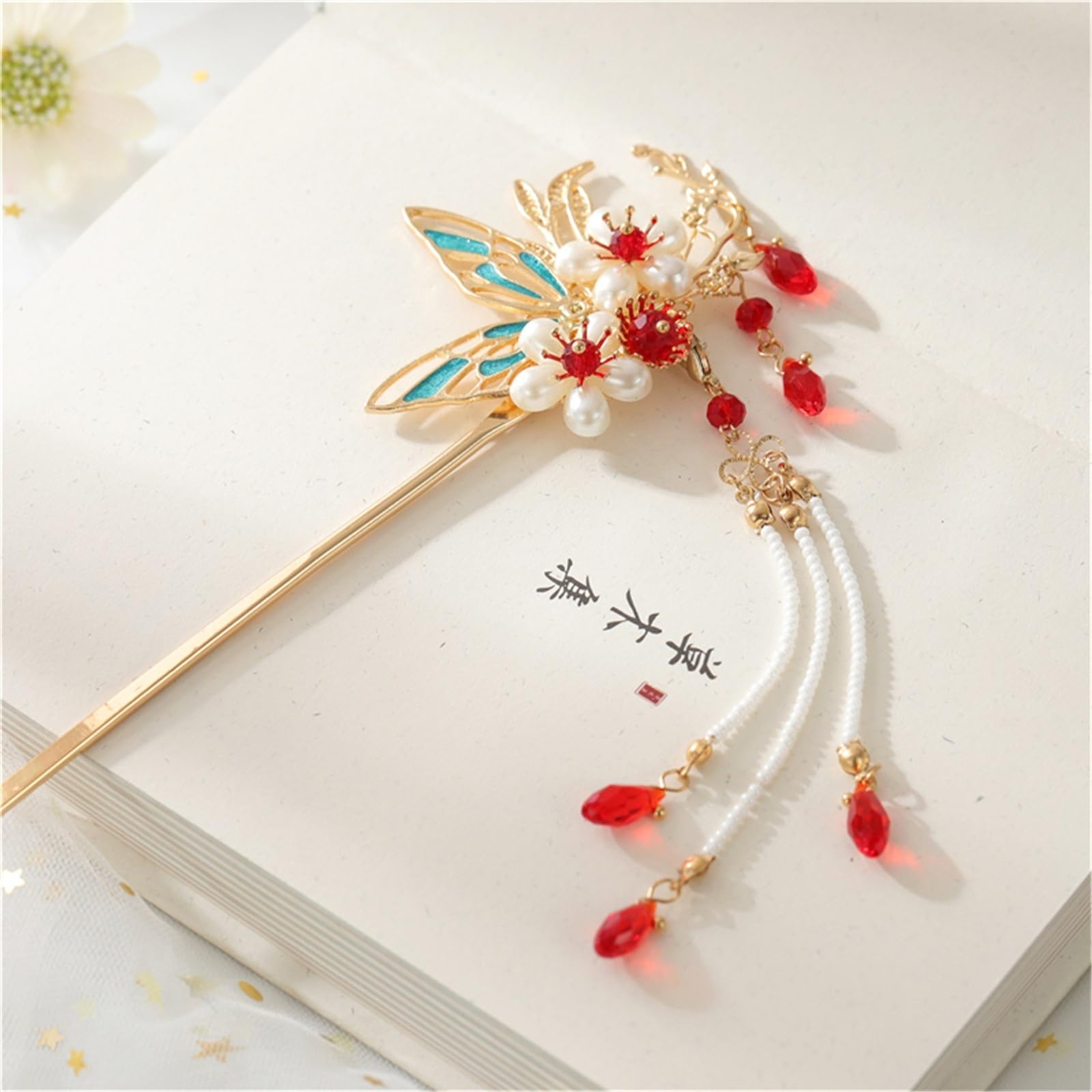 Amazon.co.jp: 发簪 髪飾り 中国の赤い梅の花の髪飾りヘアピンレトロ