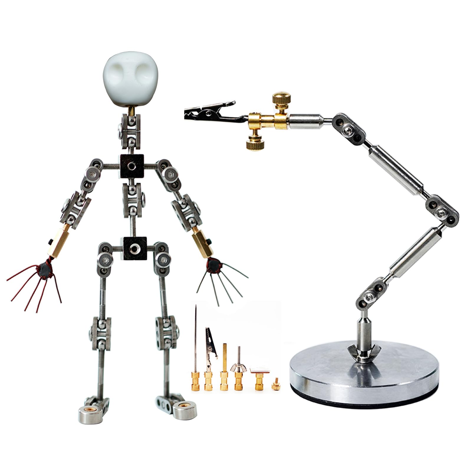 Zestaw do animacji poklatkowej DIY Metalowe szkielety kukiełek o długości 12-20 cm do tworzenia postaci z 5 łącznikami do animacji poklatkowej i lepienia z gliny,17CM