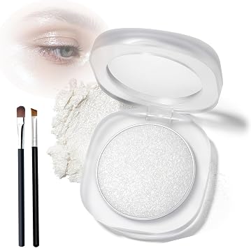 Chameleon Duochrome Eyeshadow Palette with Brush   Cream to Powder Iridescent Shimmer Glitter Shades, Long Lasting Blendable Color Shift Eye Shadow, Sparkling Highlighter Makeup Moonlit Shards