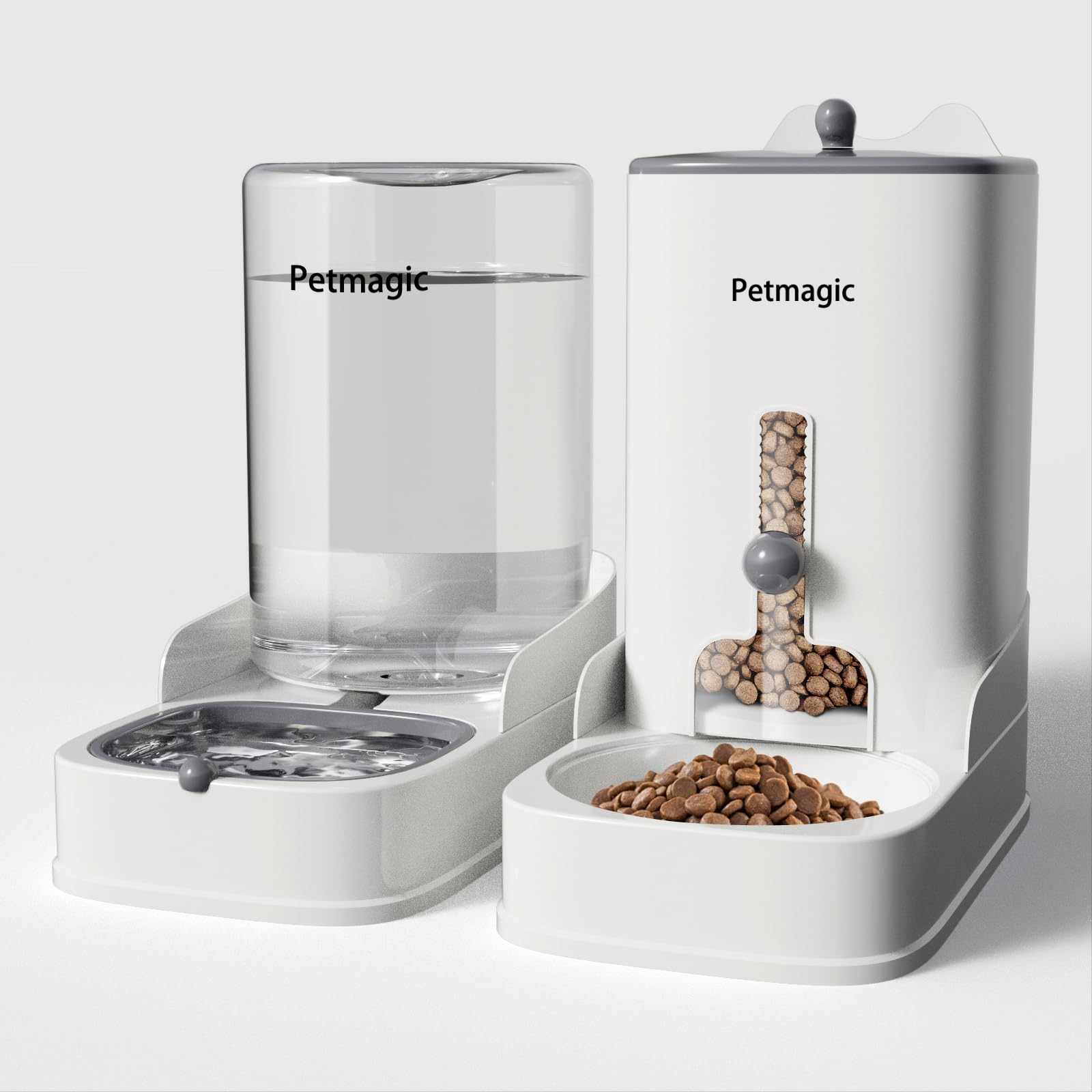 Petmagic Automatic cat Feeder by Petmagic is a 4.4L Large-Capacity cat Food and Water Bowl Set. This Two-Piece Set is Suitable for pet Feeding, Including Small and Medium-Sized Dogs, Kittens.