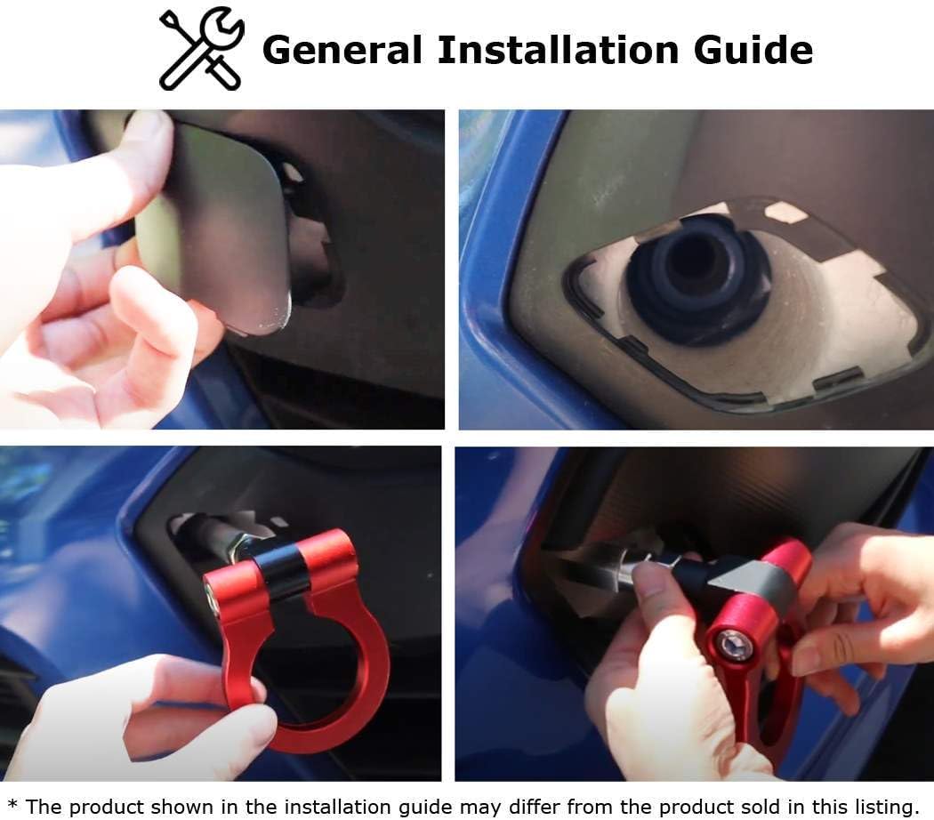 iJDMTOY Red Track Racing Style Tow Hook Ring Compatible With 2016-up Gen6 Chevy Camaro (Pre-LCI), Made of Lightweight Aluminum