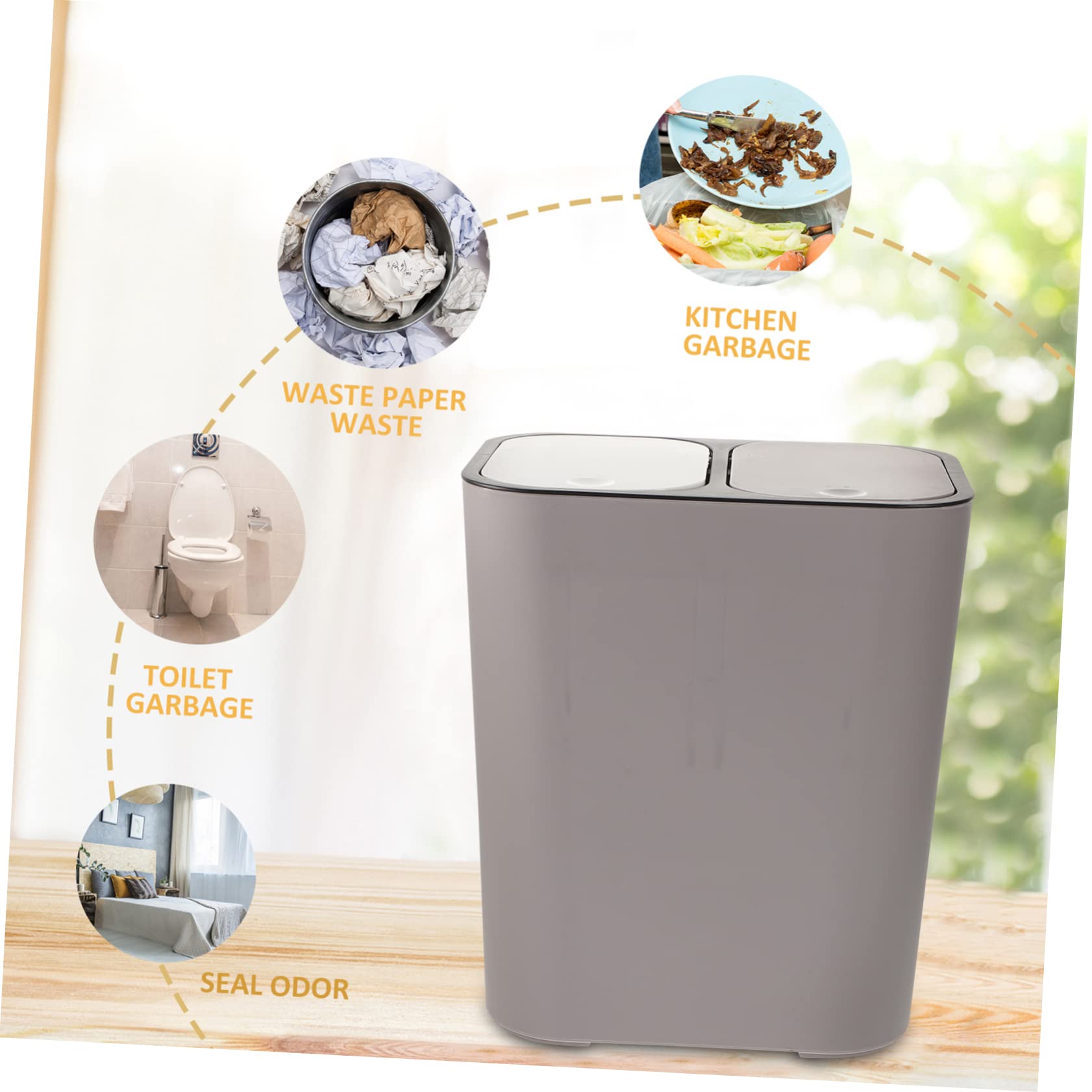 Happyyami Poubelle Double Compartiment Cuisine – Poubelle Recyclage Sèche/Humide 2 Bacs Sous Évier Avec Couvercles