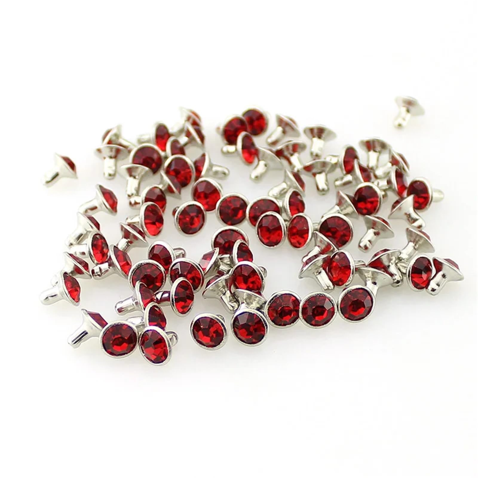 Fdzkrtvm Red Metal Crystal Rivets, Crystal Rhinestone Rivet Studs Multicolor Copper 100 Pcs
