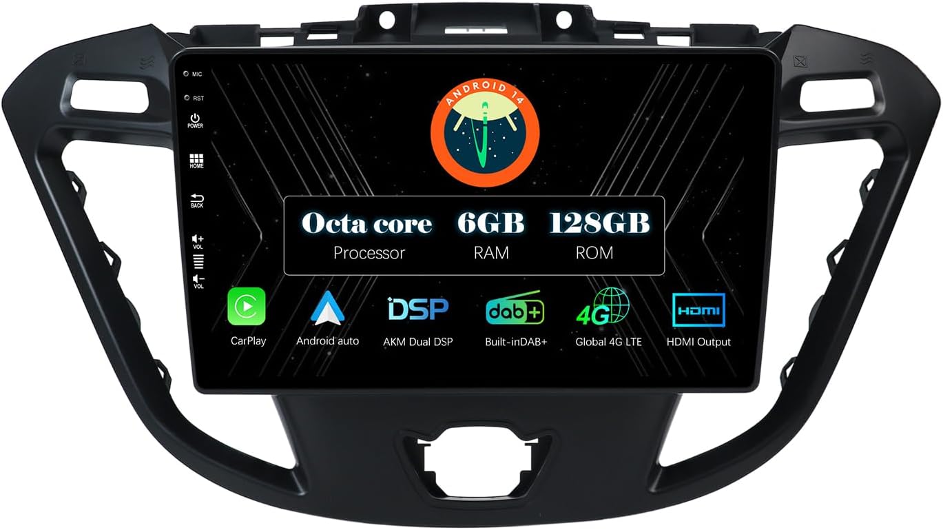 MISONDA 2 DIN Car Stereo [Built-in HDMI Output/DAB+/4G] Car Radio Fit For Ford Transit Custom 2012-2021 Carplay DSP GPS Navigation WIFI BT5.0 SWC 6G+128G
