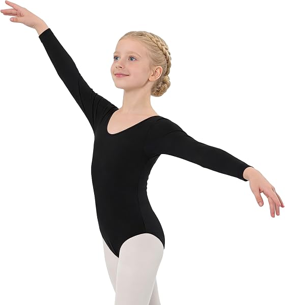 Wildarms Leotardo de Danza para Niña, Body Ballet de Manga Larga con Cuello Redondo, Maillot Gimnasia - 2