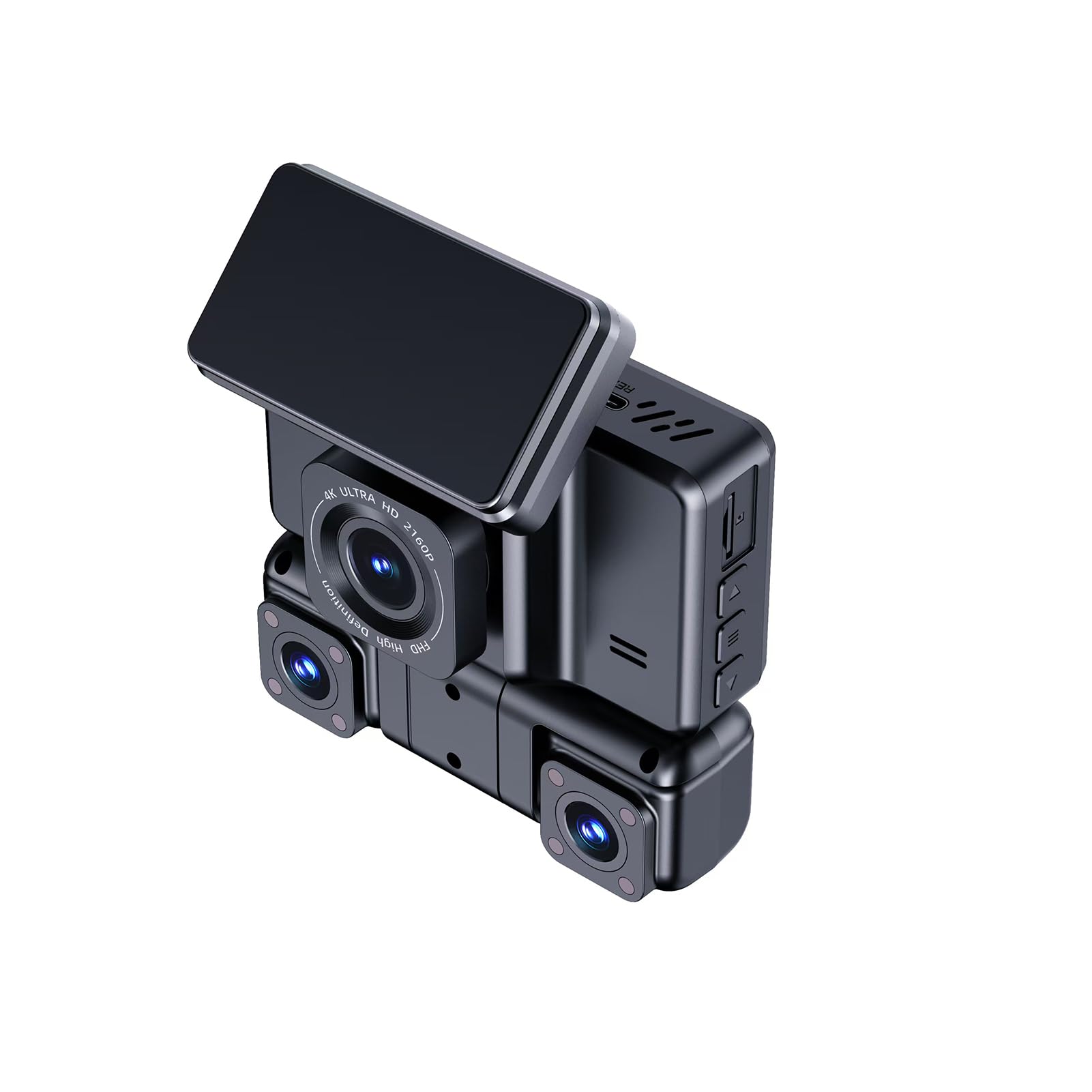 Domary Dash Cam da 360 Gradi 4 2K 1080P Dash Cam Anteriore Posteriore Sinistro Destro per Auto con 8 Luci IR Visione Notturna Controllo APP WiFi WDR Modalità Parcheggio 24