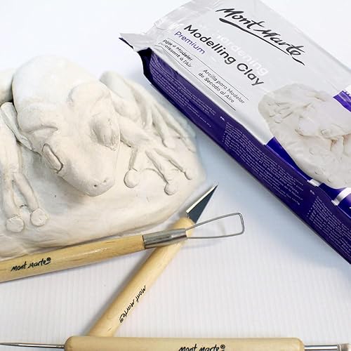 Miniatura 4 de Mont Marte Arcilla de modelado endurecida al aire blanca, 2 kg (4.4 lb). Tiempo de secado aproximado de 24 horas. Fácil de suavizar y amasar.