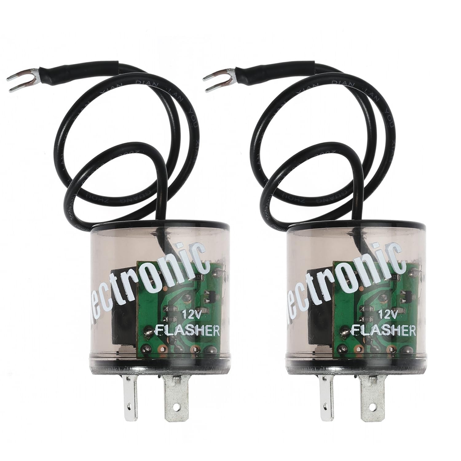 2PCS LED Flasher Relay 2 Pin 12V Electronic LED Turn Signal Flasher Blinker Relay Two Prong Round Blinker 2-Terminal for Cars Trucks Motorcycles