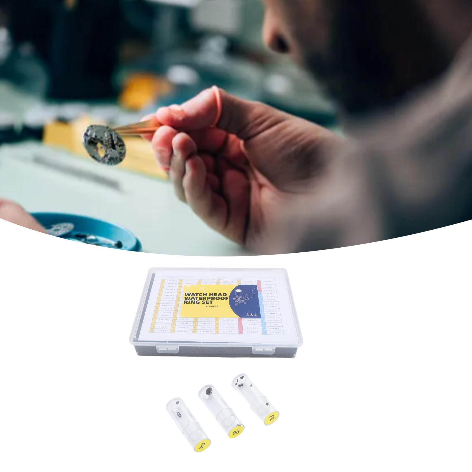 Srliya Kit di Riparazione O-ring per Corone per Orologi, Guarnizioni in Gomma Flessibile per Orologi, 960 Pezzi per Orologiai