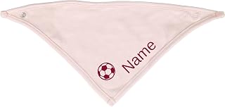 Pañuelo para el cuello para bebé, personalizado, para niño o niña, color rosa, con nombre de fútbol, unisex, talla única, 2 botones de presión ajustables, pañuelo triangular de algodón