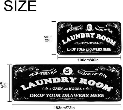 Miniatura 2 de EYECY Tapete largo para lavandería, antideslizante, impermeable, para cocina, 72 x 24 pulgadas (azul-2)