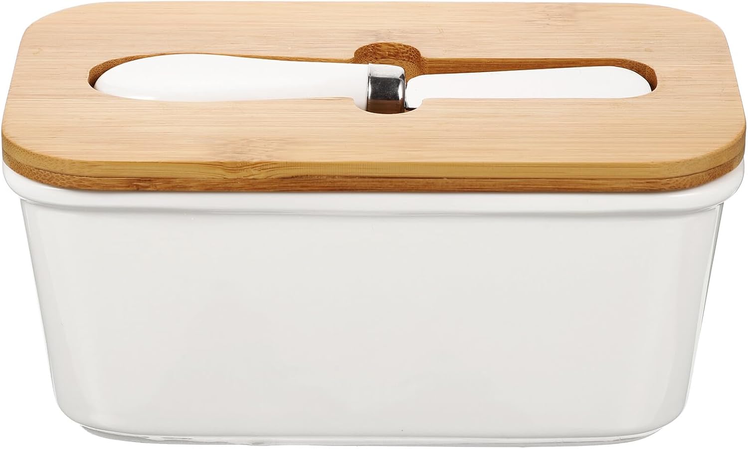 Ceramic Butter Dish with Cutter and Airtight Lid, White Butter Preservation Box for Refrigerator Storage, Kitchen Tableware Set