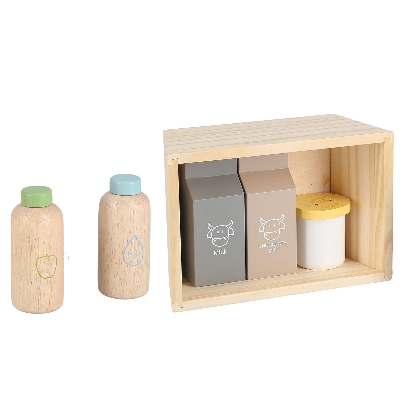 LANUOP Simulation Breakfast Toys, Early Educational Wooden Play Kids Kitchen Pretend Play Accessories for Kids Boys and Girls(Ohye)