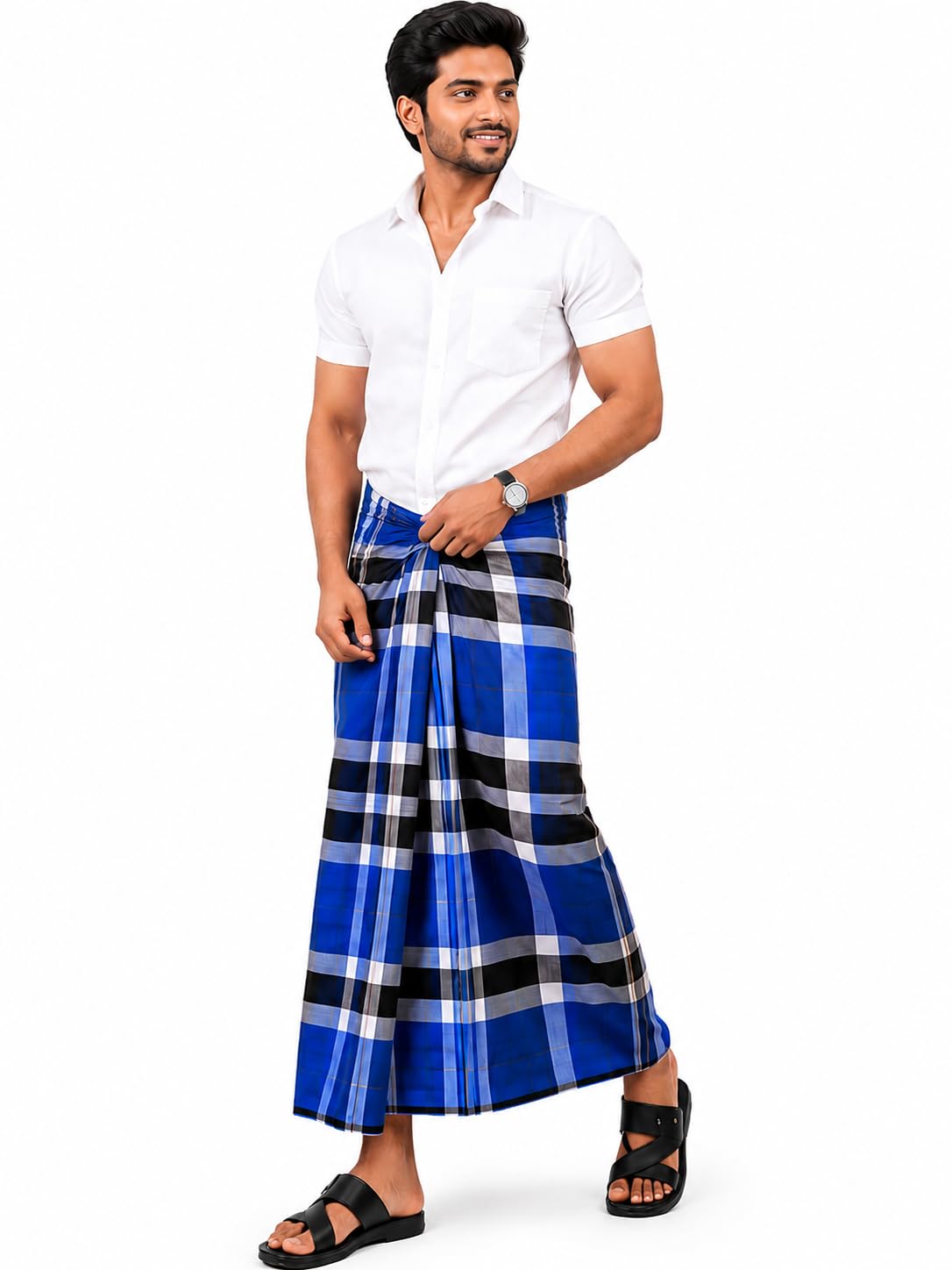 STAR TEX Men's Stitched Cotton Lungi Combo - [ Pack of 1, 2, 3 ] - 2.10m & 2.25m Sizes | Stitched Kaili/Mundu/Dhoti/Saaram Daily Home Wear | Assorted Multicolor (ANY COLOR WILL BE SENT)-picture-10