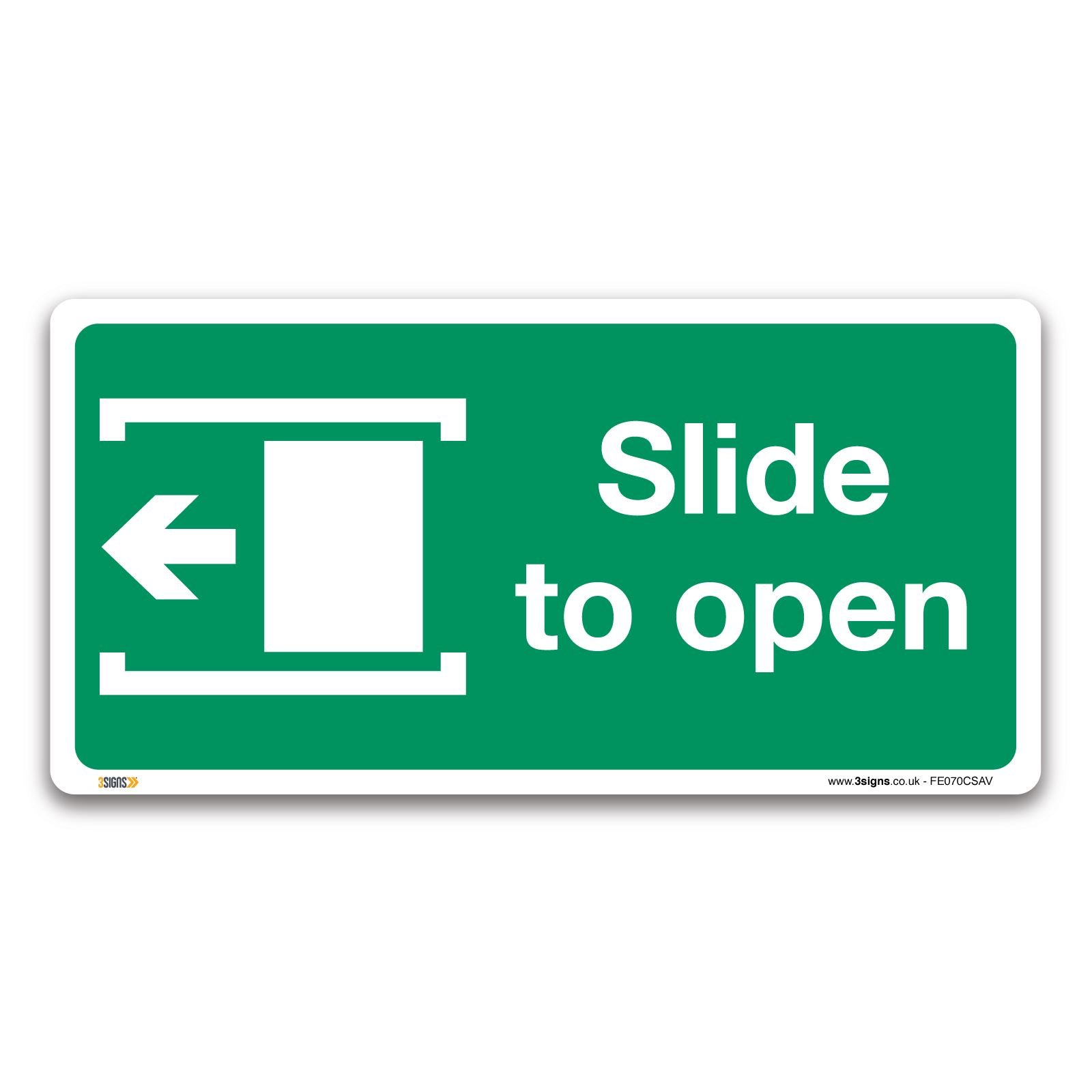 Buy Slide to open left Fire exit Sign, Selfadhesive Vinyl Sticker