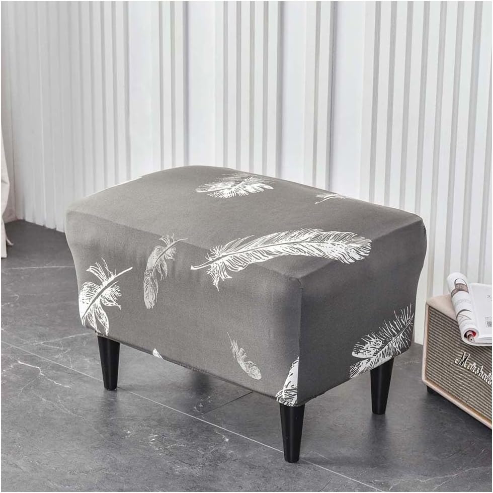 Rectangular Ottoman Stretch Cover Non-Slip Footstool Slipcover Elastic Bottom for Easy Fit Sofa Protector Furniture Cover for Home Decor