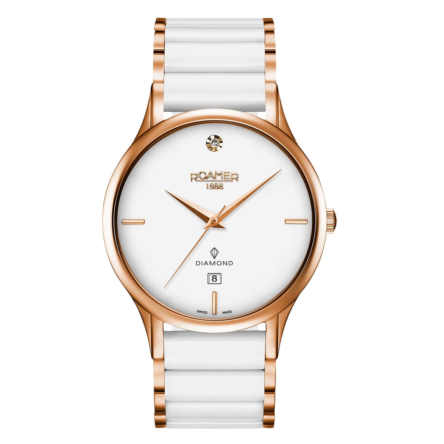 Roamer White Dial with White Strap C-Line Gents Dia Men's Watch - 657833 49 29 60