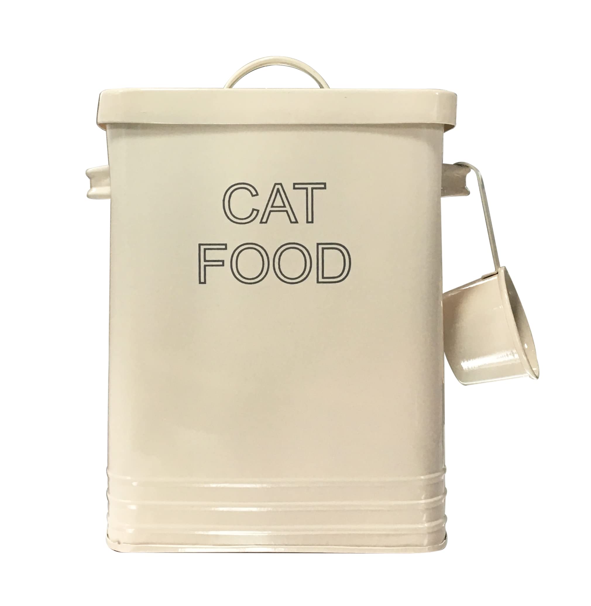 Nobel Cream Cat Food Or Cat Treat Storage Tin With Lid With Scoop Non Slip Pads (Cat Food, )