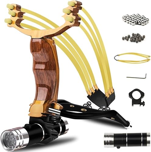 Miniatura 10 de Tirachinas, Tirachinas Profesional de Caza con Soporte de Muñeca y Bandas de Lanzamiento Resistentes, Catapulta de Alta Velocidad..