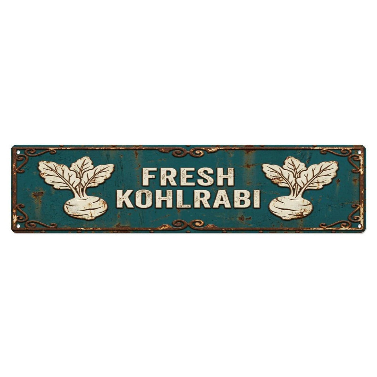FRESH KOHLRABI Vintage Vegetable Rustic Farmhouse Metal Tin Sign
