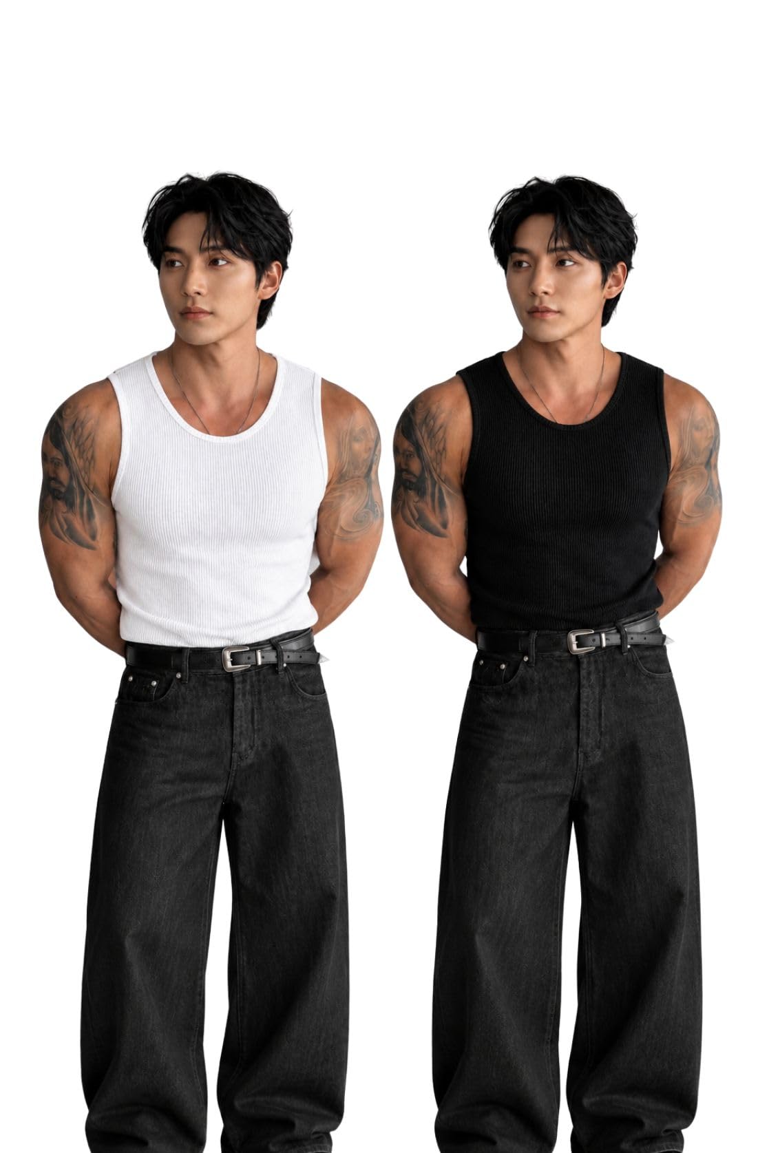 Men's Ribbed Cotton Vest Pack of 2 Sleeveless Gym Sando Baniyan
