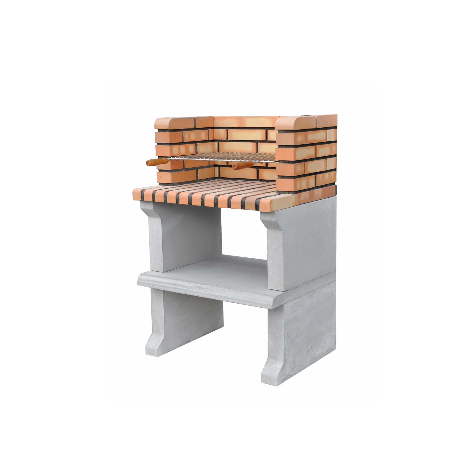 MOVELAR - Barbacoa de Obra Prefabricada de Leña y Carbón Modelo Sines Short (Gris, Naranja - 72,5 x 58 x 114 cm) REF: 3517 - Cocina de Exterior para Jardín o Patio