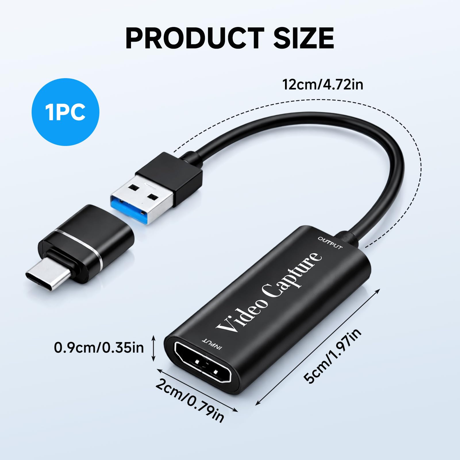 Capturadora de Video HDMI a USB, Tarjeta de Captura 4K 1080P, Capture Card para Juegos/Transmisión/Enseñanza en Línea, Compatible con PC Switch PS5 Xbox OBS Youtube MacBook iPad Cámara Laptop