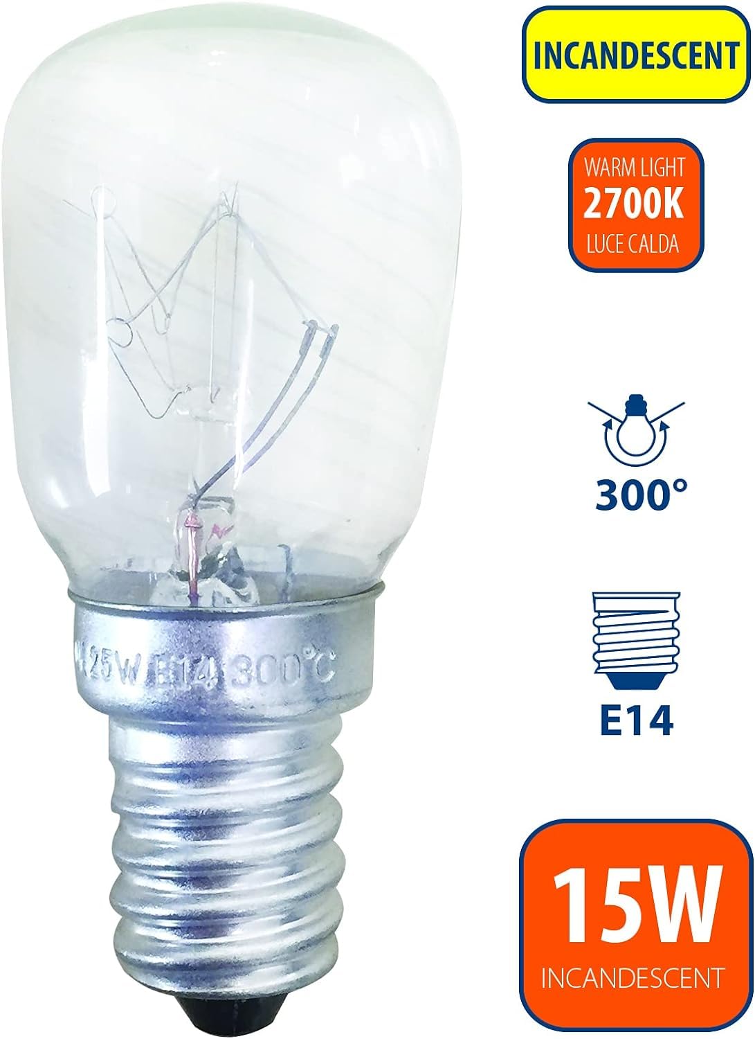 Cavo con lampadina E14 15W per Lampada di sale, Presa UE con Interruttore, Portalampada 1,2m Bianca